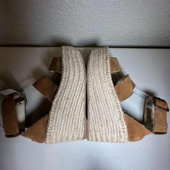 Soludos Womens 6 Palma Platform Wedge Sandals Brown Espadrille Buckle Leather - Picture 4 of 9